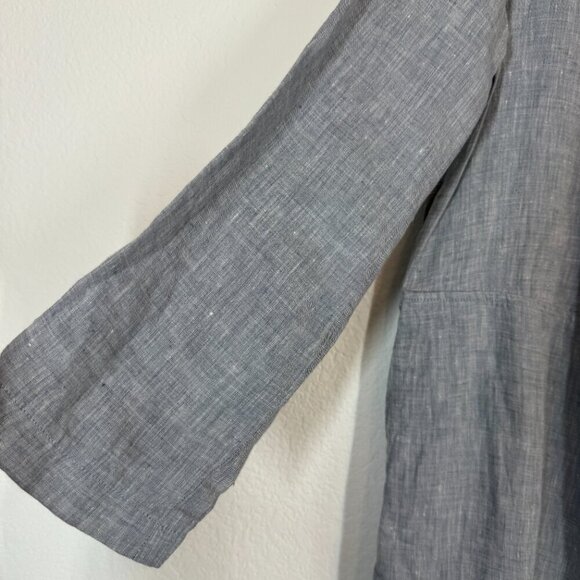 Eileen Fisher Linen Jacket Gray Blue Cardigan Lagenlook Capsule Classic Small - Picture 6 of 11